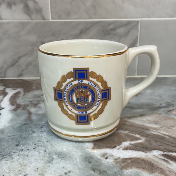 VINTAGE NJ New Jersey Commission of Investigation Mug Coffee Cup Heavy USA 1969 - Picture 2 of 10